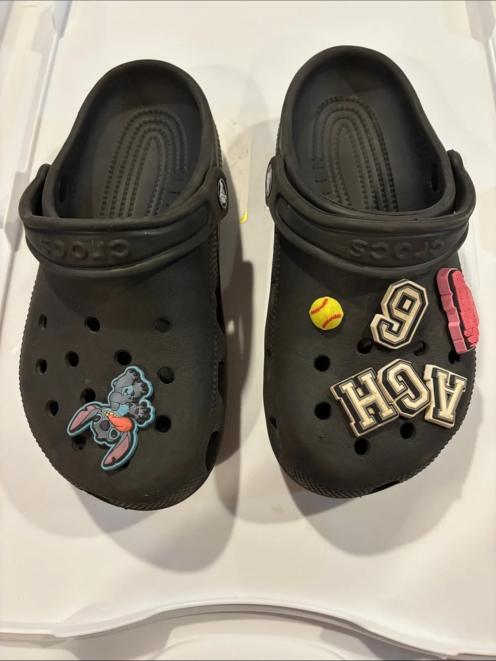 Kids Black Clog Shoes with Fun Charms Size 3 Like New